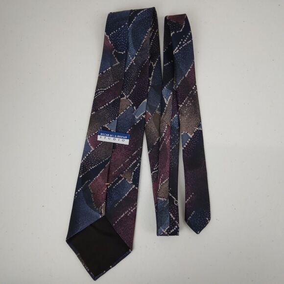 Oscar de la Renta Tie Men Necktie Designer Signed Logo Vintage - Picture 5 of 5